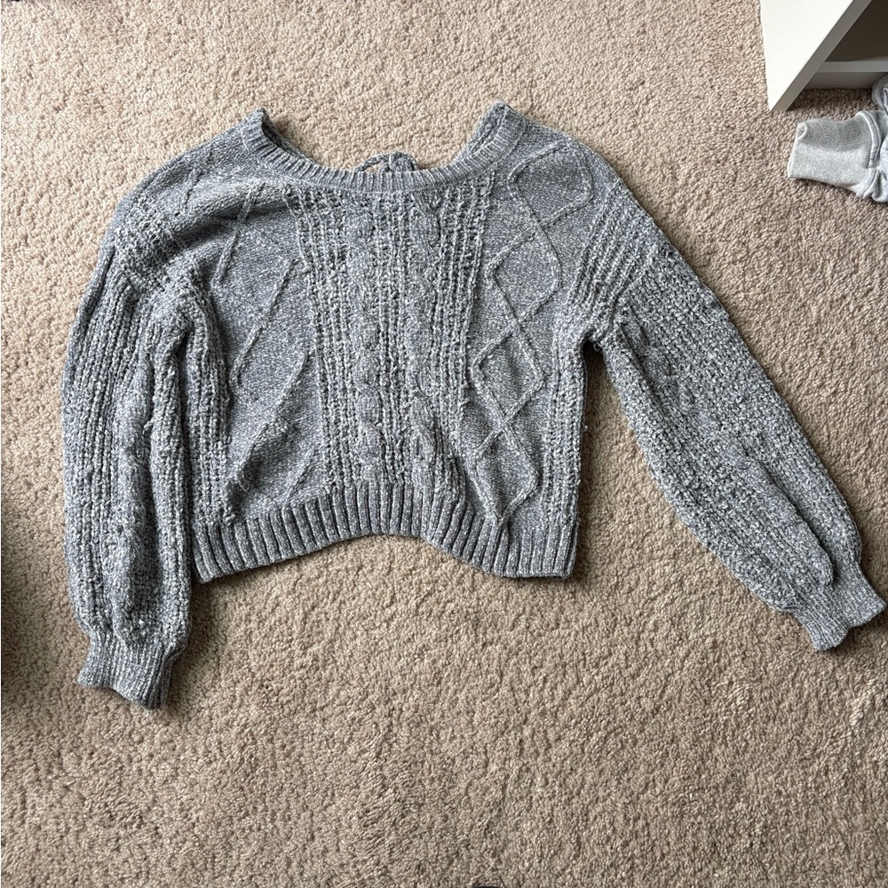 Gray Cable Knit Women's Sweater Hippie Rose Size S